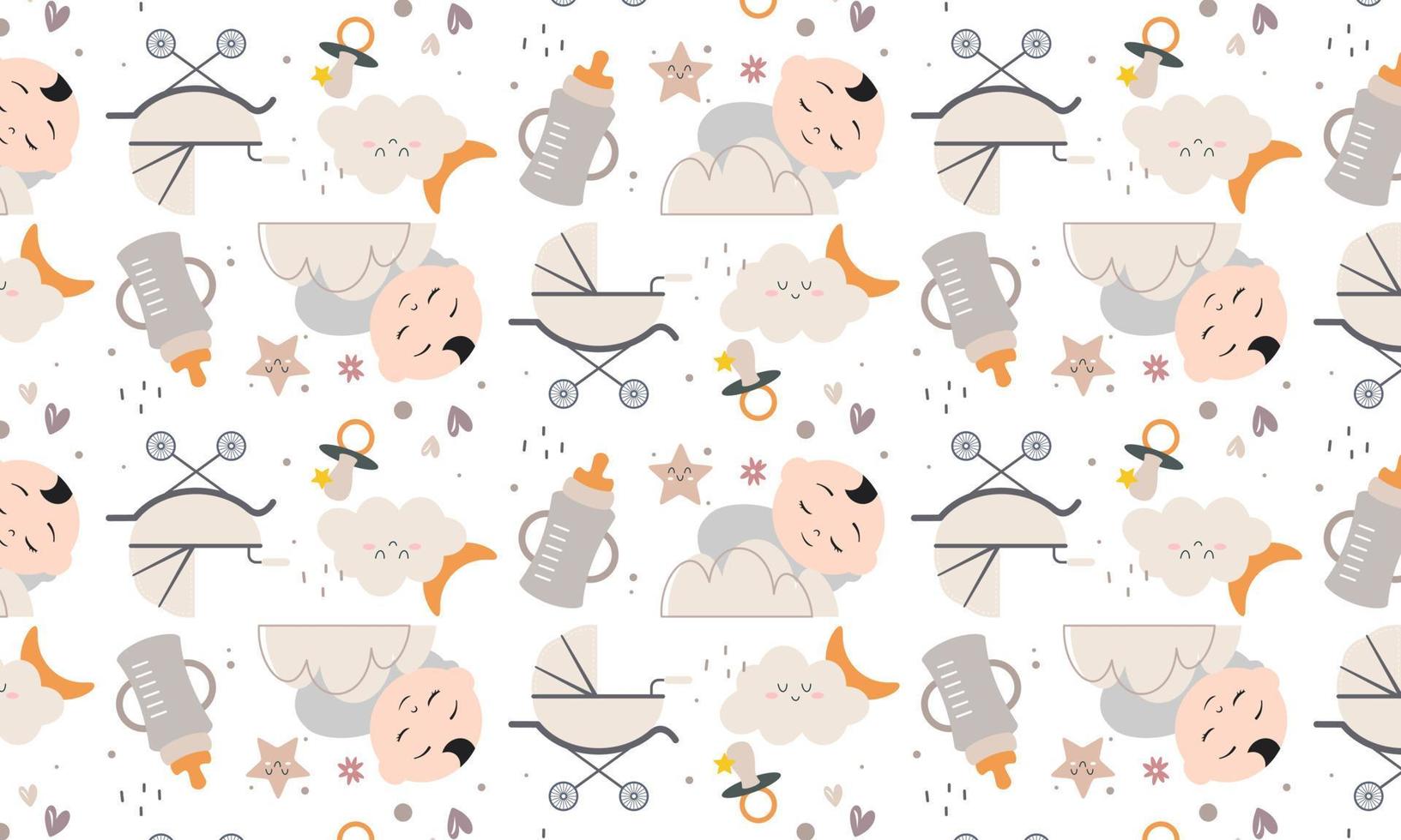 Babyparty-Muster für die Dekoration des Babyzimmers mit süßen Bildern vektor