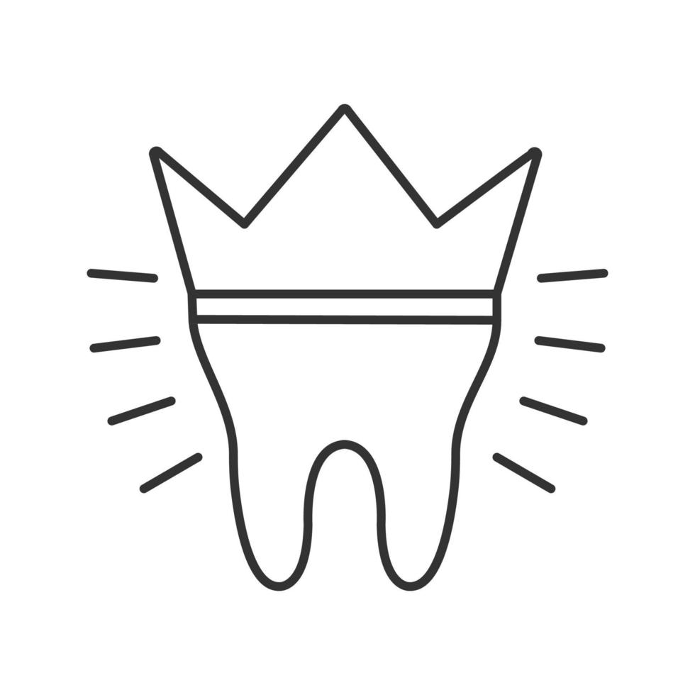 tandkrona linjär ikon. tunn linje illustration. tandrestaurering. kontur symbol. vektor isolerade konturritning