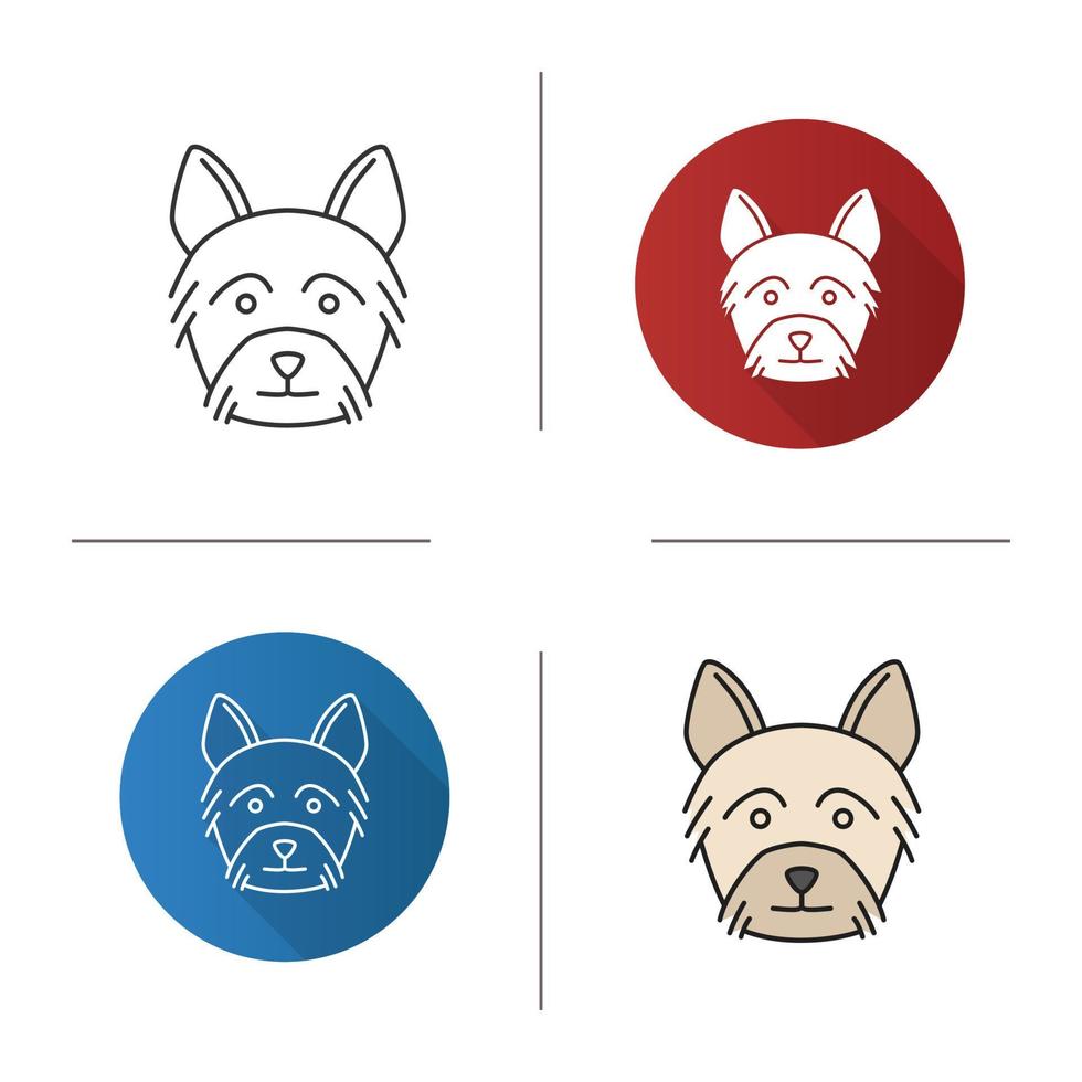 Yorkshire-Terrier-Symbol. yorkie. flaches Design, lineare und Farbstile. isolierte Vektorgrafiken vektor