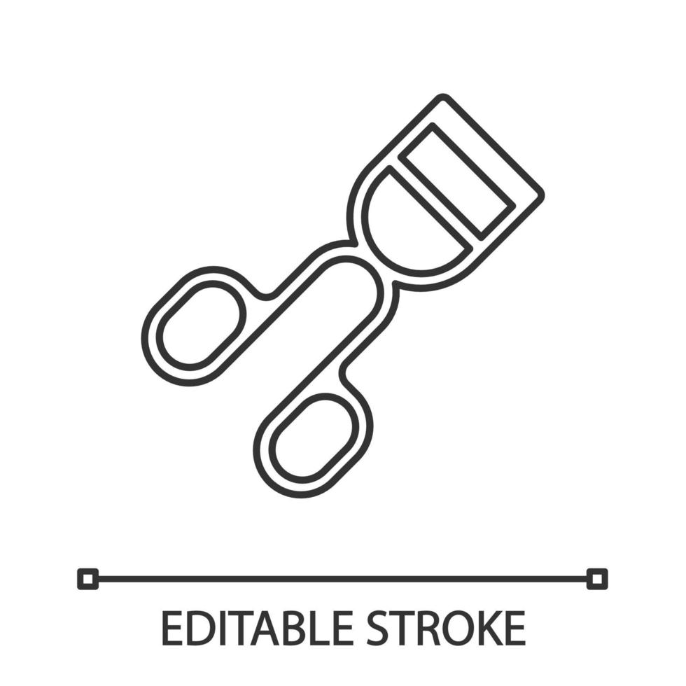 ögonfransböjare linjär ikon. tunn linje illustration. sminkverktyg. fransvård. lösögonfransar curling klipp. kontur symbol. vektor isolerade konturritning. redigerbar linje