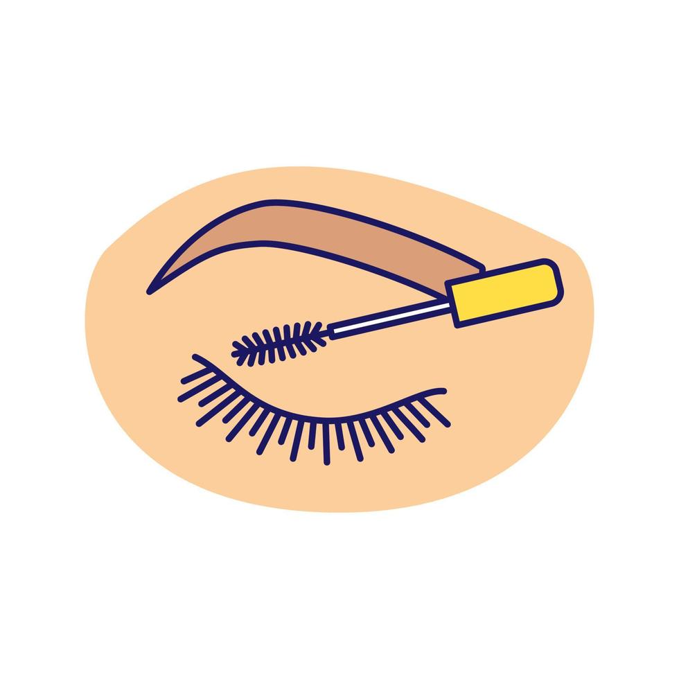 Farbsymbol für Wimperntusche. Wimpern und Augenbrauen färben. Make-up-Produkt für Wimpern und Augenbrauen. isolierte Vektorillustration vektor