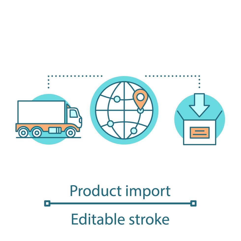 Symbol für das Transportkonzept. Frachtschifffahrt Idee dünne Linie Illustration. Import Export. Logistik und Vertrieb. Lieferservice. Vektor isoliert Umrisszeichnung. editierbarer Strich