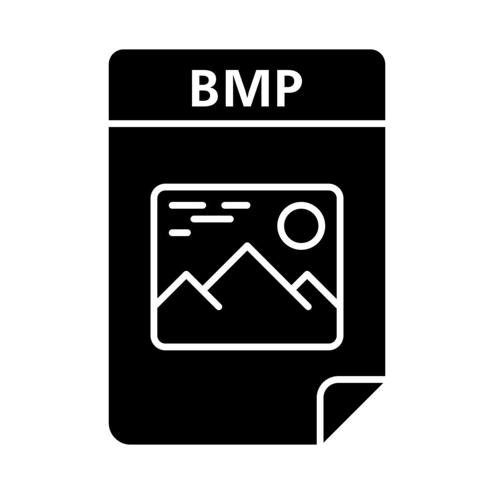 Glyphensymbol für BMP-Datei. Bitmap-Bild. Bilddateiformat für Rastergrafiken. Silhouettensymbol. negativer Raum. vektor isolierte illustration