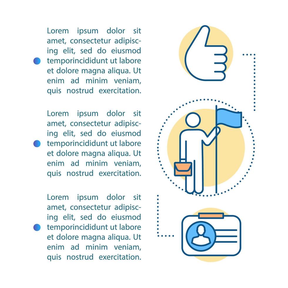 karriär tillväxt artikel sida vektor mall. praktik. rekrytering. broschyr, tidning, häfte designelement med linjära ikoner och textrutor. tryckdesign. konceptillustrationer med textutrymme