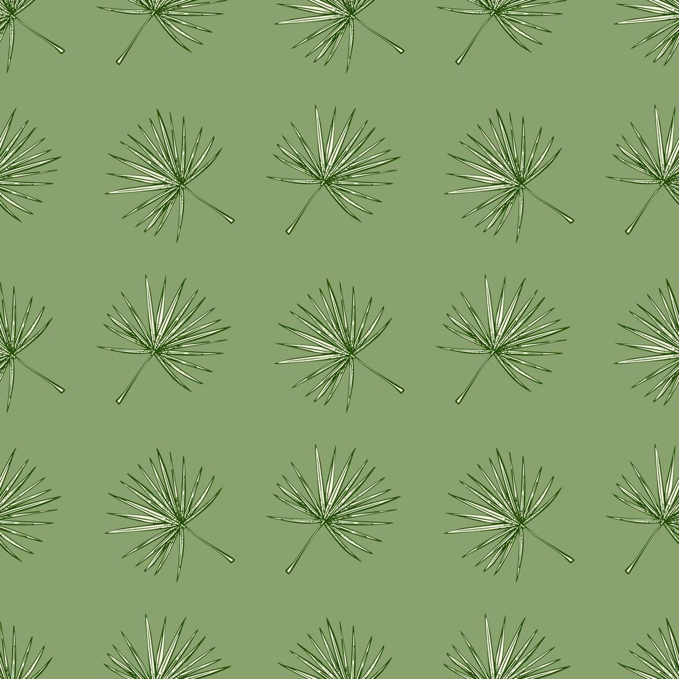 fläkt palmblad seamless pattern.vintage tropisk gren i gravyr stil. vektor