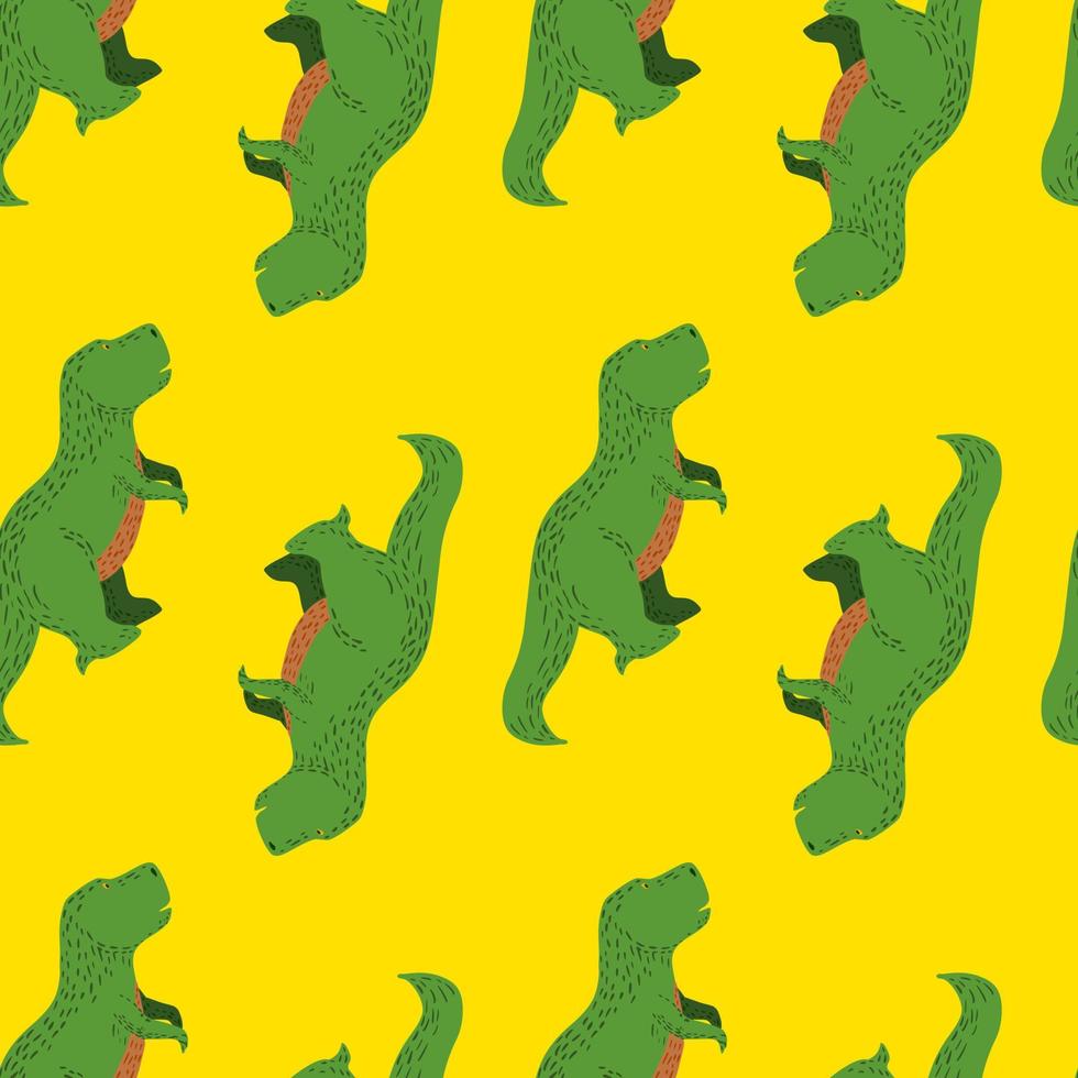 seamless mönster söt t-rex dino. bakgrund av roliga dinosaurier i doodle stil. vektor