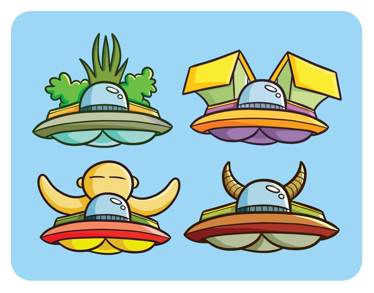 ufo tecknad illustration set vektor