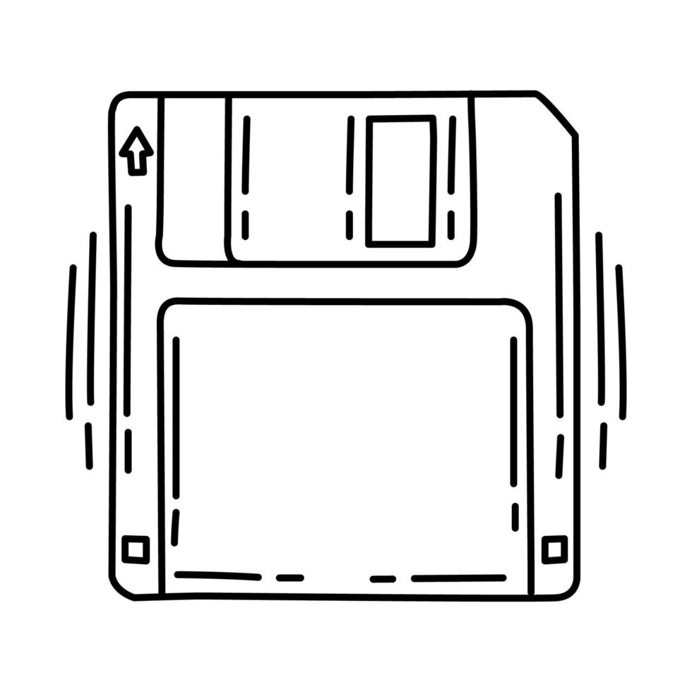 diskettikon. doodle handritad eller disposition ikon stil. vektor