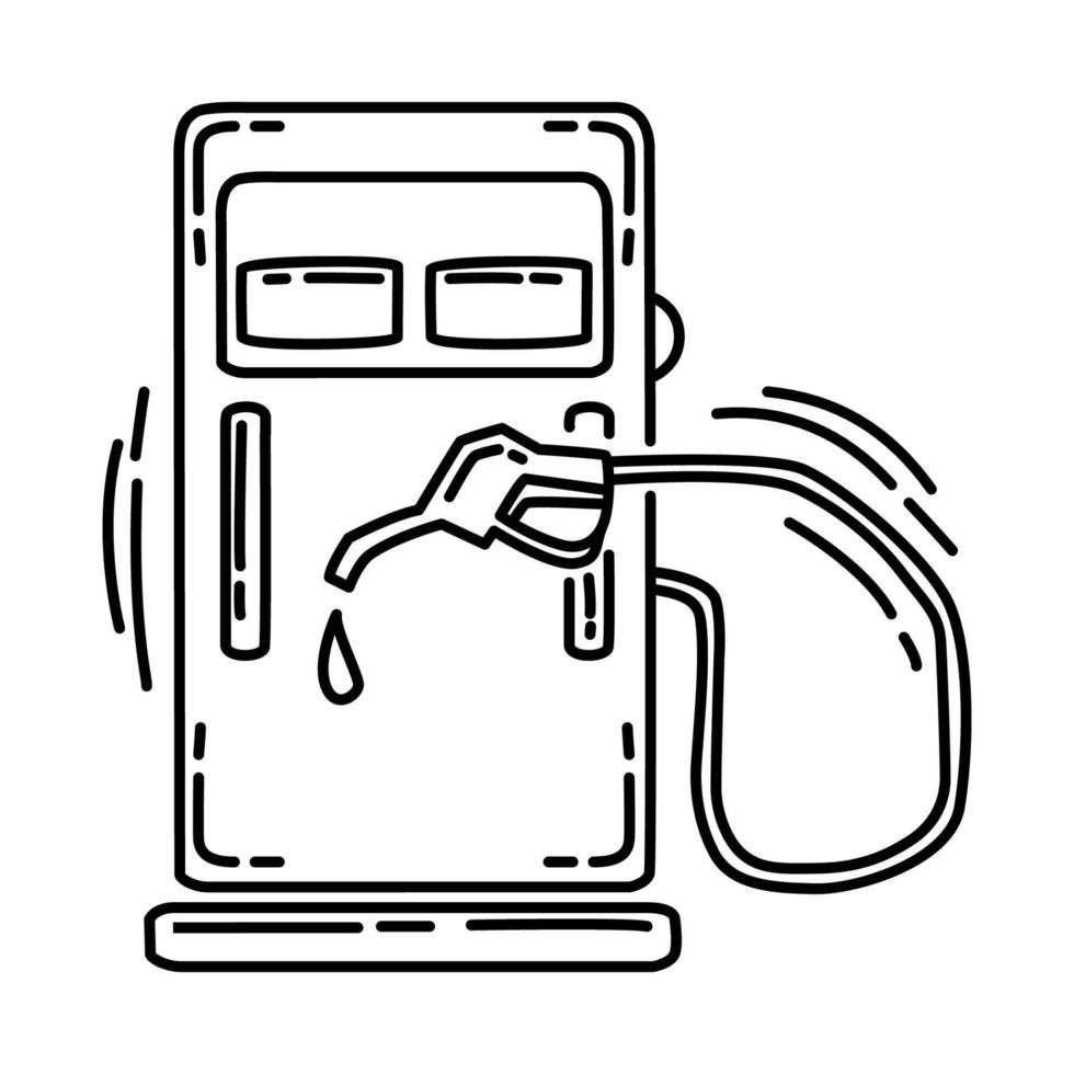 Tankstellensymbol. Gekritzel handgezeichnet oder Umriss-Icon-Stil. vektor