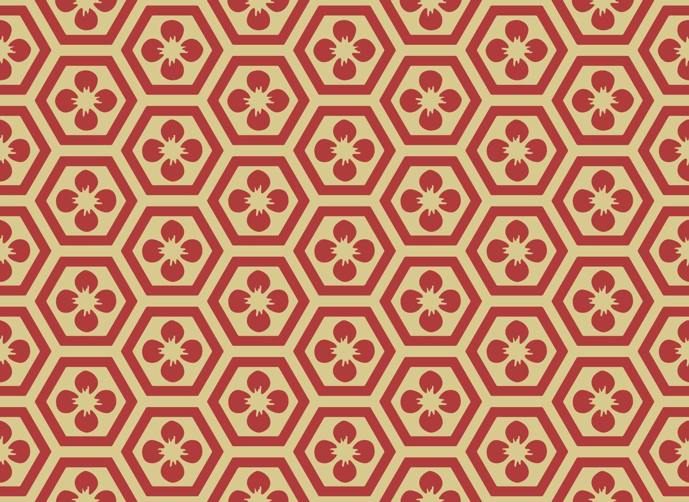 traditionella asiatiska hexagonmönster, sömlösa plattor vektordesign. retroinspirerad orientalisk design, med röda och guldfärger vektor