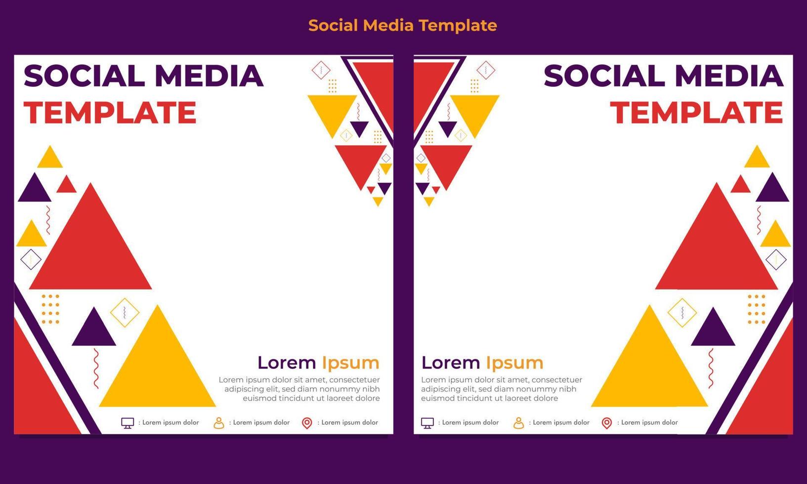 färgglada triangel geometrisk form sociala medier post mall vektor