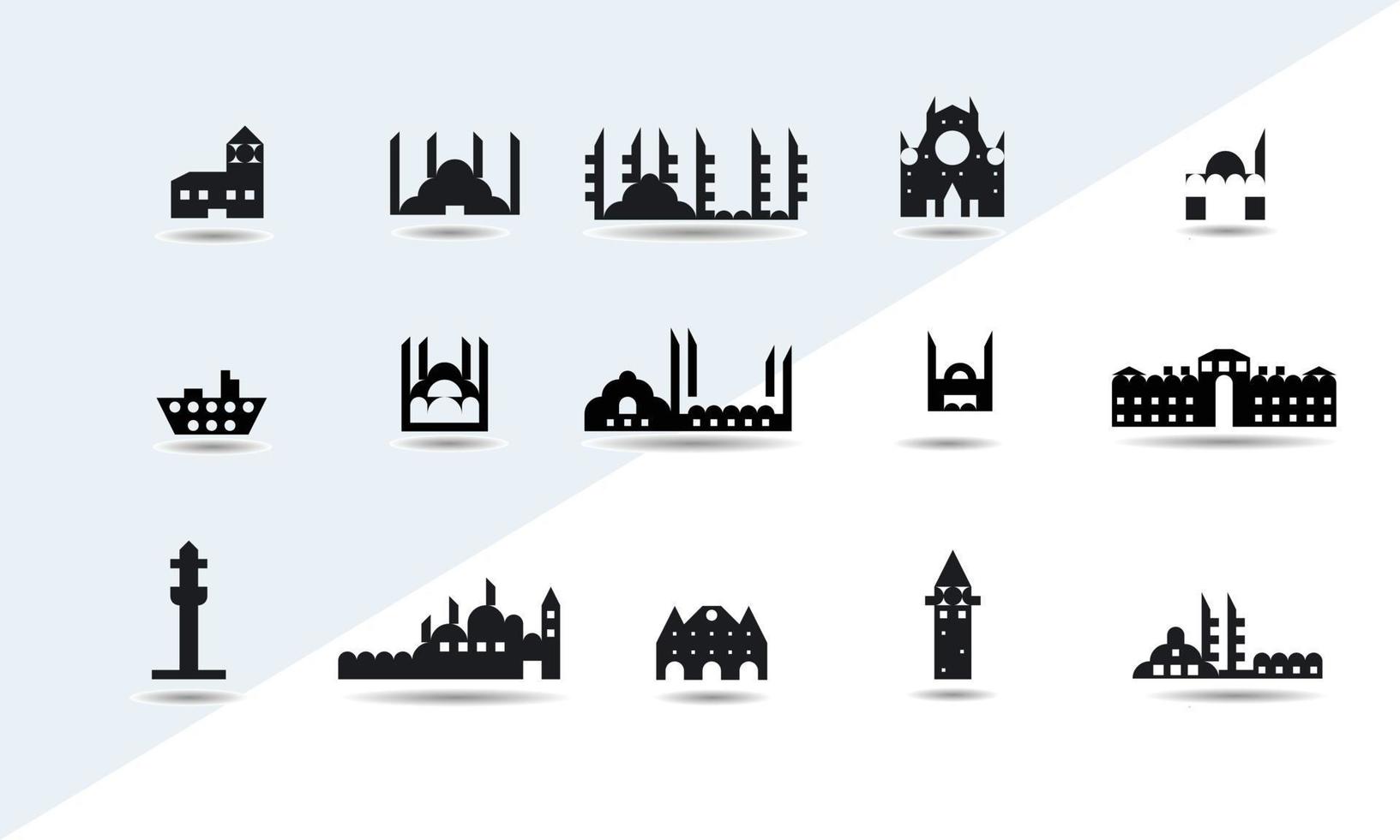 liten stad uppsättning hus och bostäder på en vit bakgrund, vektor mallillustration