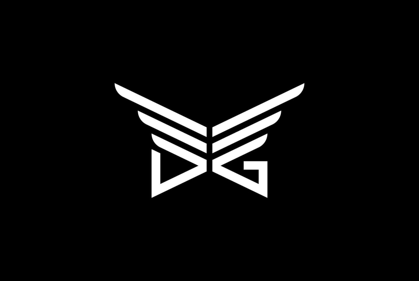 initial bokstaven dg med vingfågel linje monogram logotyp design vektor