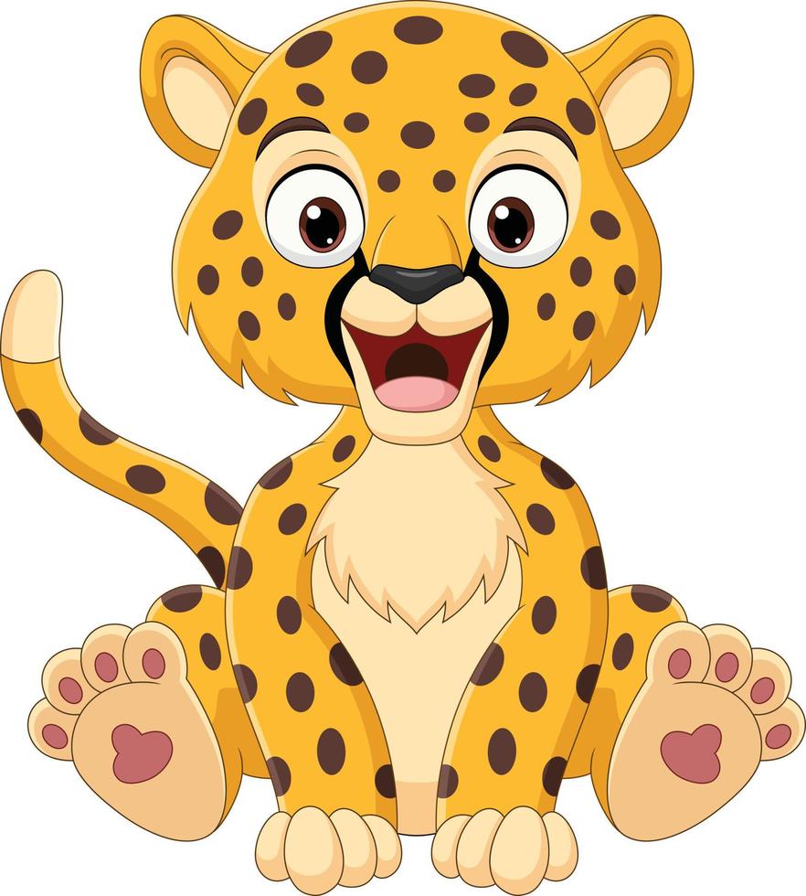 tecknad söt baby leopard sitter vektor