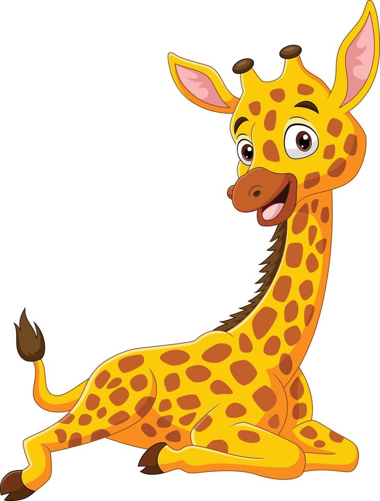 tecknad rolig liten giraff sitter vektor