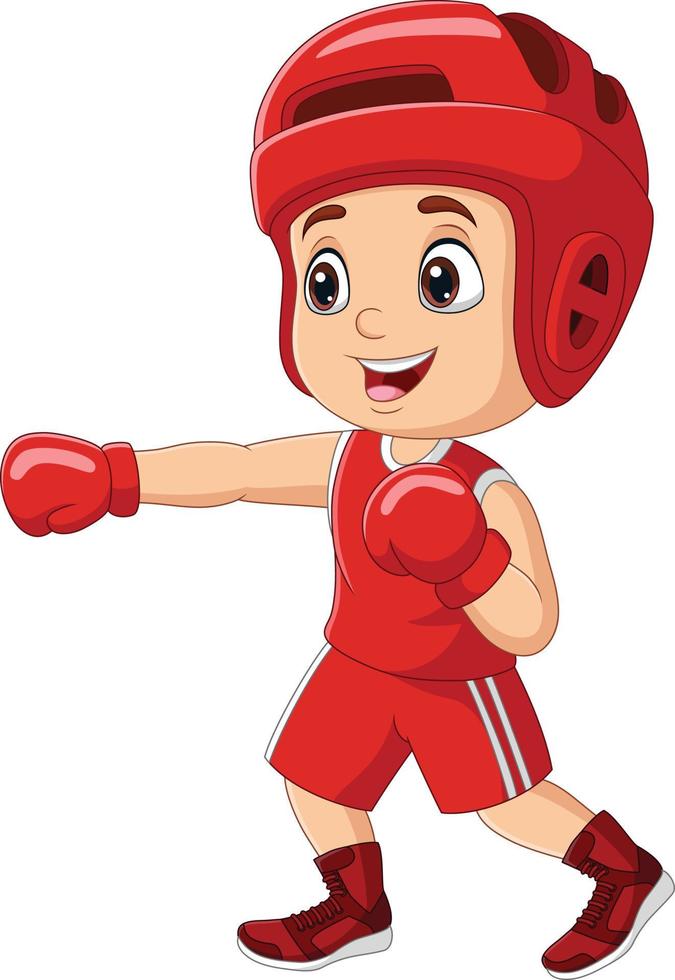 tecknad liten pojke utbildning boxning vektor