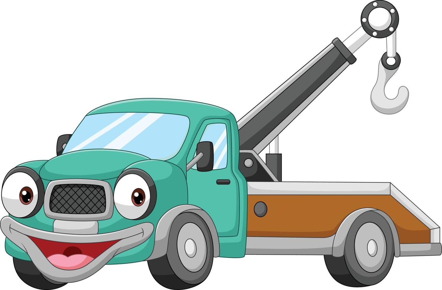 Cartoon lächelndes Auto Abschleppwagen Maskottchen vektor