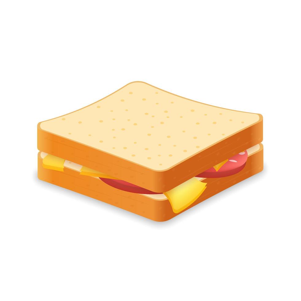 Sandwich aus frischem Brot mit Wurst und Käse Illustration von Fast-Food-Mahlzeiten vektor