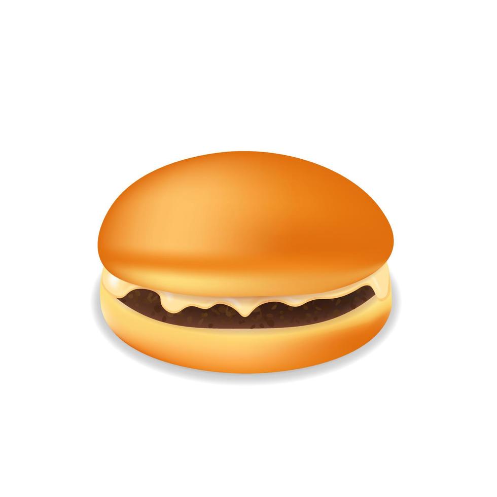 hamburger oder sandwich mit fleisch- und käsesoße fast-food-mahlzeit vektor