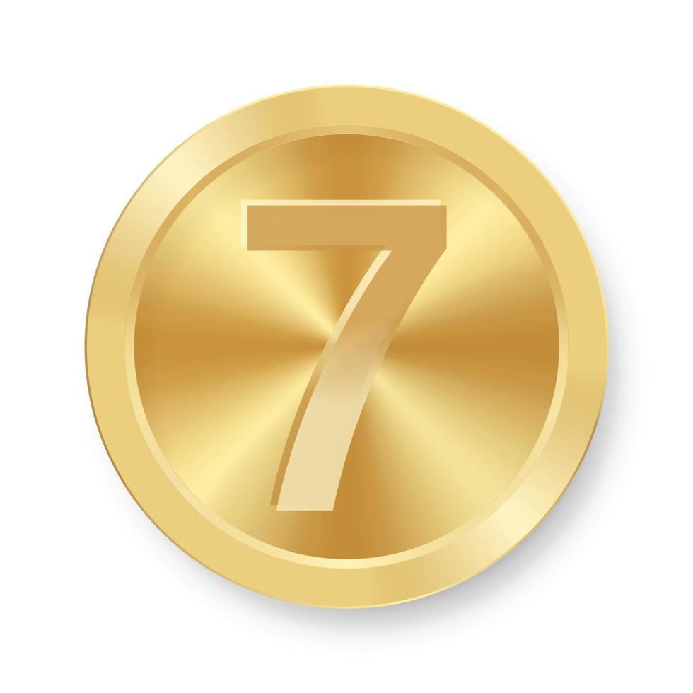 guldmynt med nummer sju begreppet internet ikon vektor