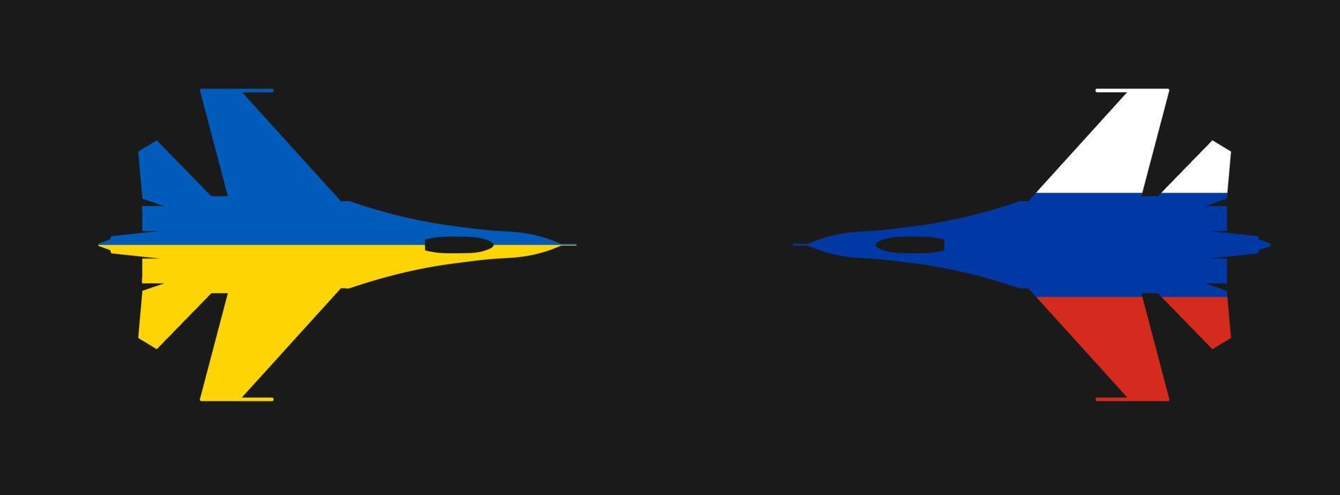 ukraine vs russland militärischer konflikt zwischen ukrainischem und russischem land und nation vektor