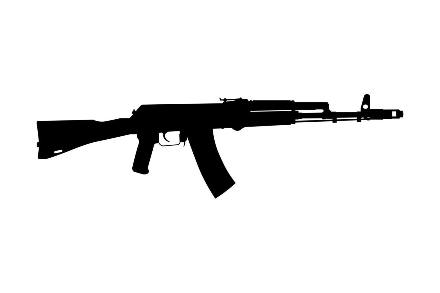 assault rifle ikon av ak74m skugga siluett av pistol vektor