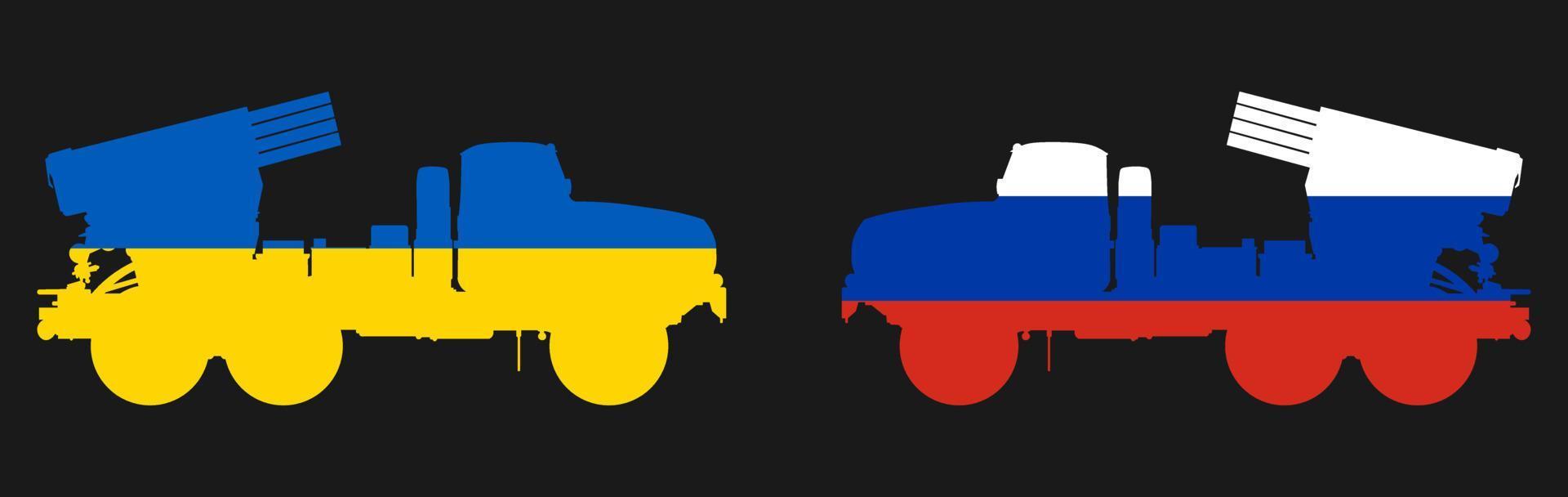 Ukraina vs Ryssland militär konflikt mellan ukrainskt och ryskt land och nation vektor