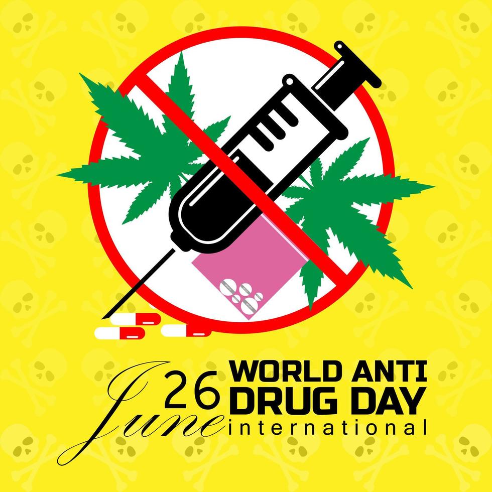 gratulationskort design för världen anti-drog dag vektor