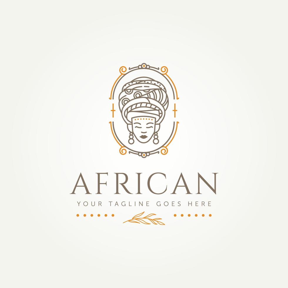afrikanische frau mit turban-symbollinie kunstlogo vektor
