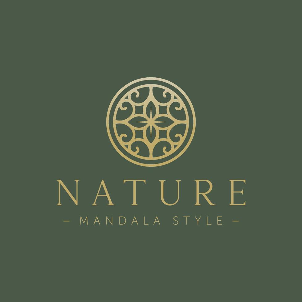 Natur-Mandala-Stil Linie Kunst-Abzeichen-Symbol-Logo vektor