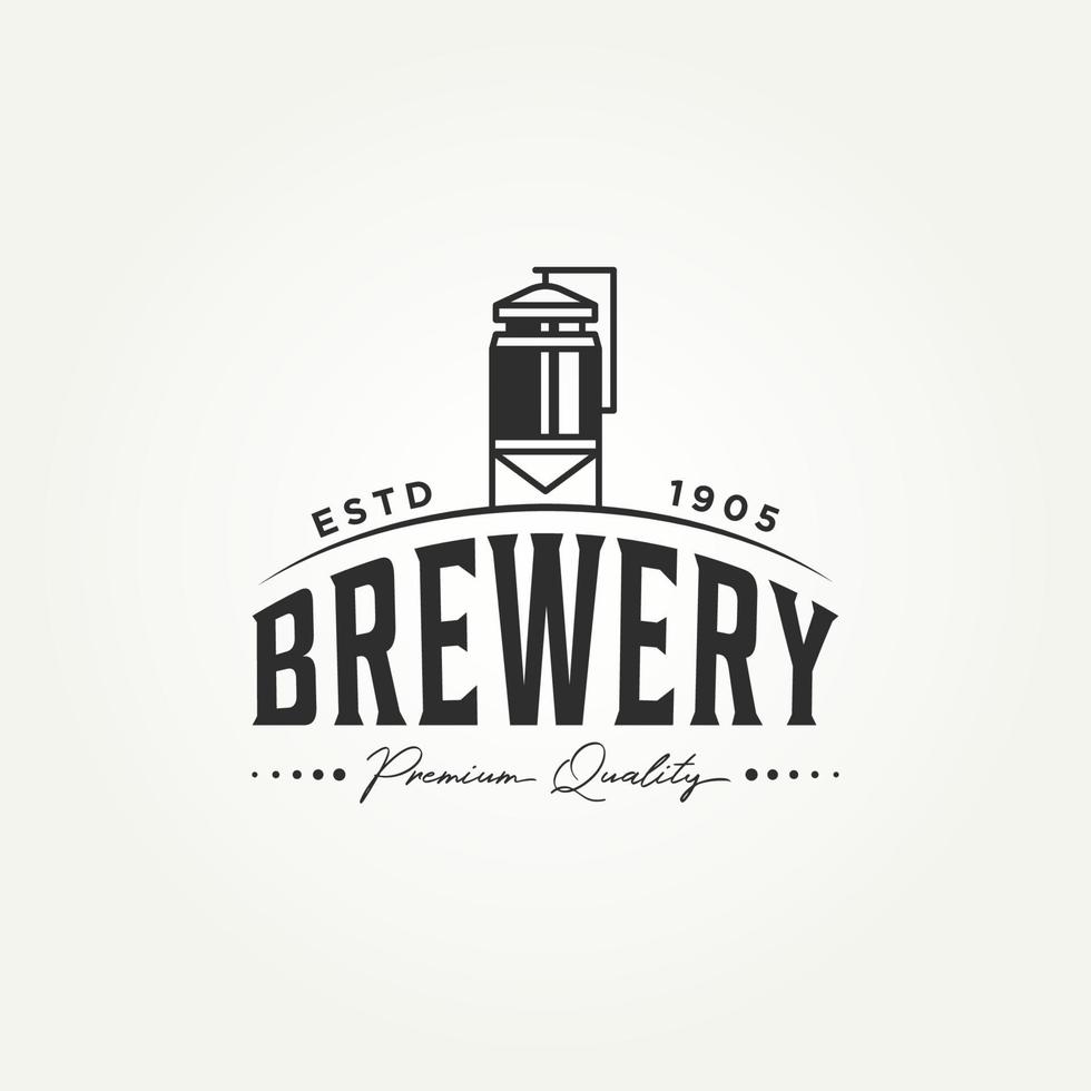 vintage bryggeri linjekonst logotyp illustration design vektor