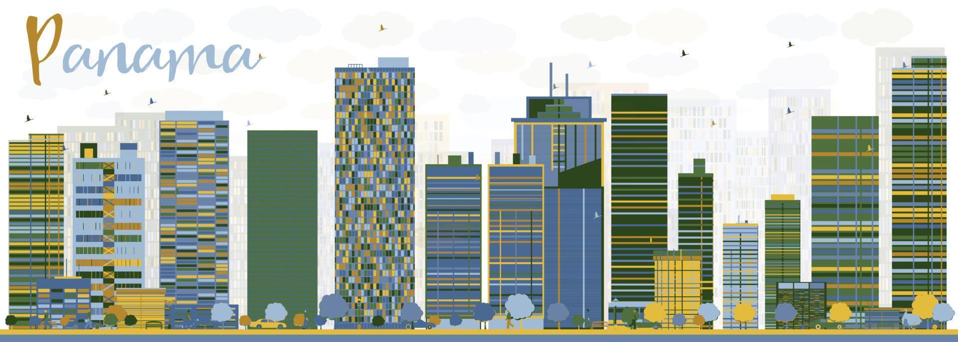 abstrakt panama stadssilhuett med färg skyskrapor. vektor
