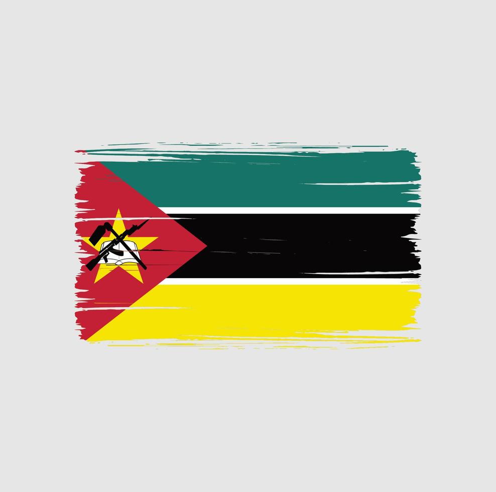 Pinselstriche der Mosambik-Flagge. Nationalflagge vektor