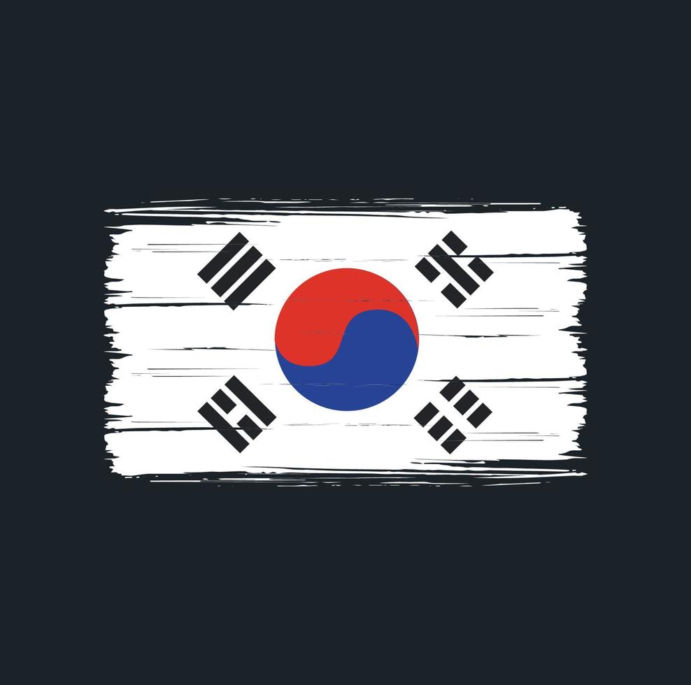 penseldrag för sydkoreas flagga. National flagga vektor