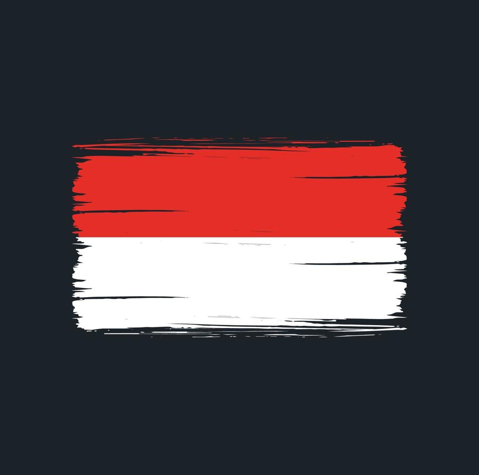 Pinselstriche der indonesischen oder monaco-Flagge. Nationalflagge vektor