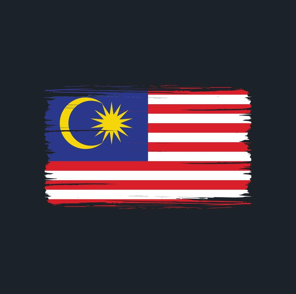 malaysia flagga penseldrag. National flagga vektor