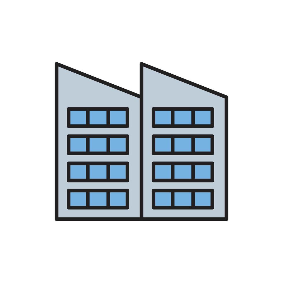 kontorsbyggnad ikon färg för webbplats, symbol presentation vektor