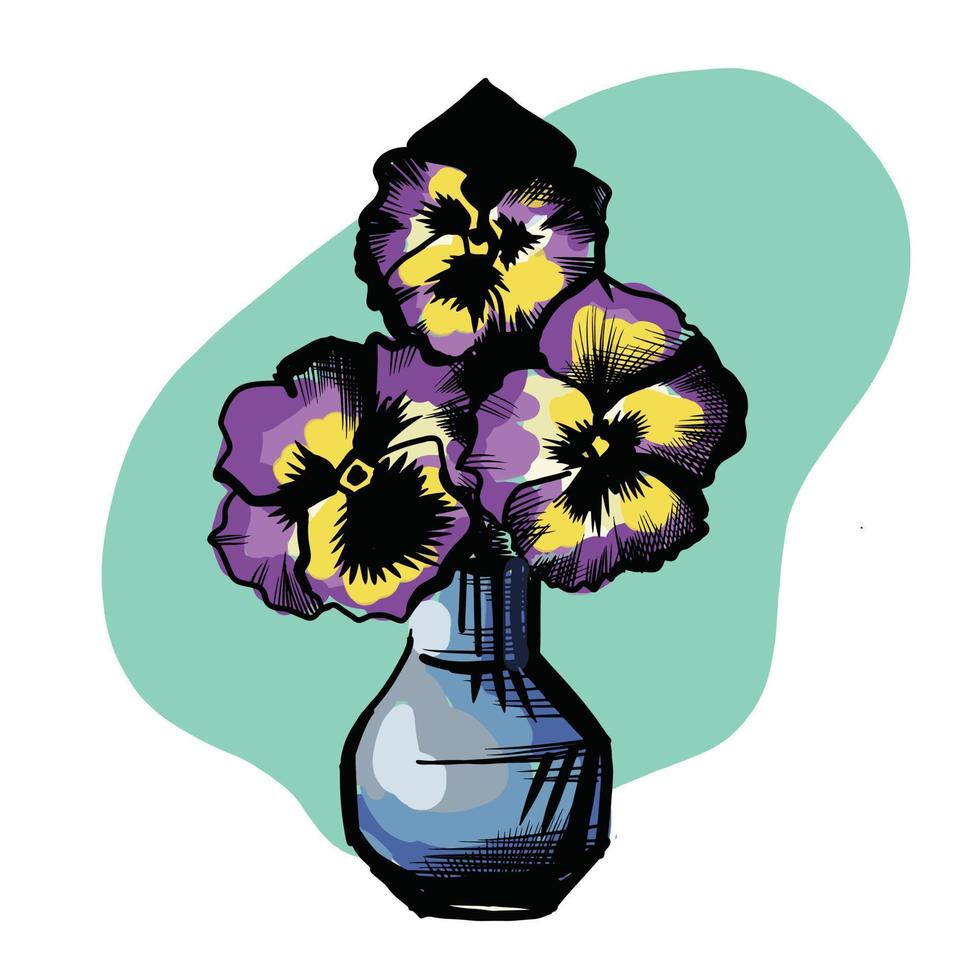 Viola tricolor Blume in Vase, Vektor