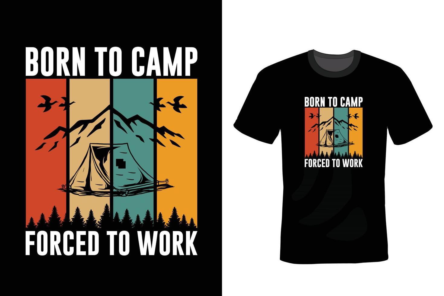 camping t-shirt design, vintage, typografi vektor