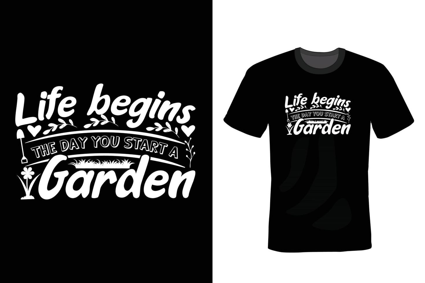 trädgård t-shirt design, vintage, typografi vektor