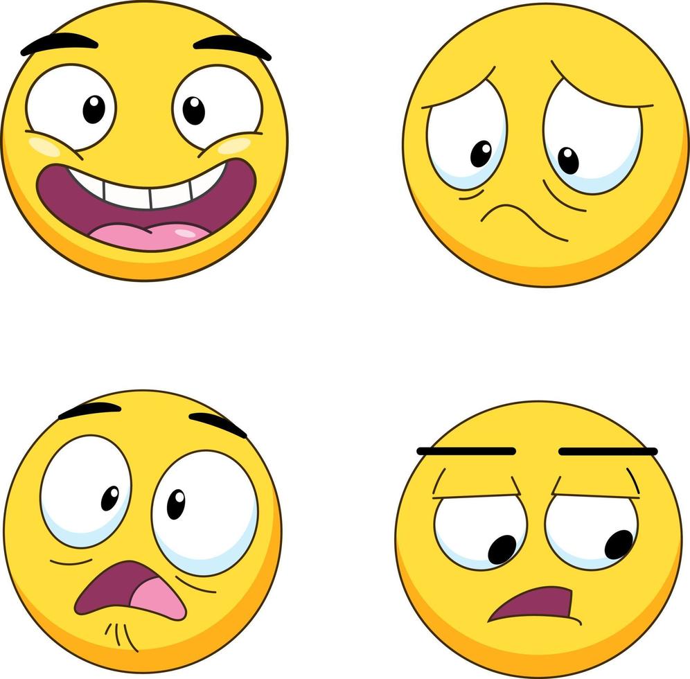 uppsättning av fyra seriefigurer i olika känslor vektor