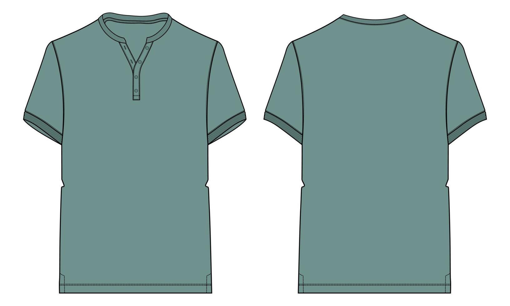 kortärmad t-shirt med ficka tekniska mode platt skiss vektorillustration ljusgrön färg mall fram- och bakvyer. kläddesign mock up kort. enkel redigering och anpassningsbar. vektor