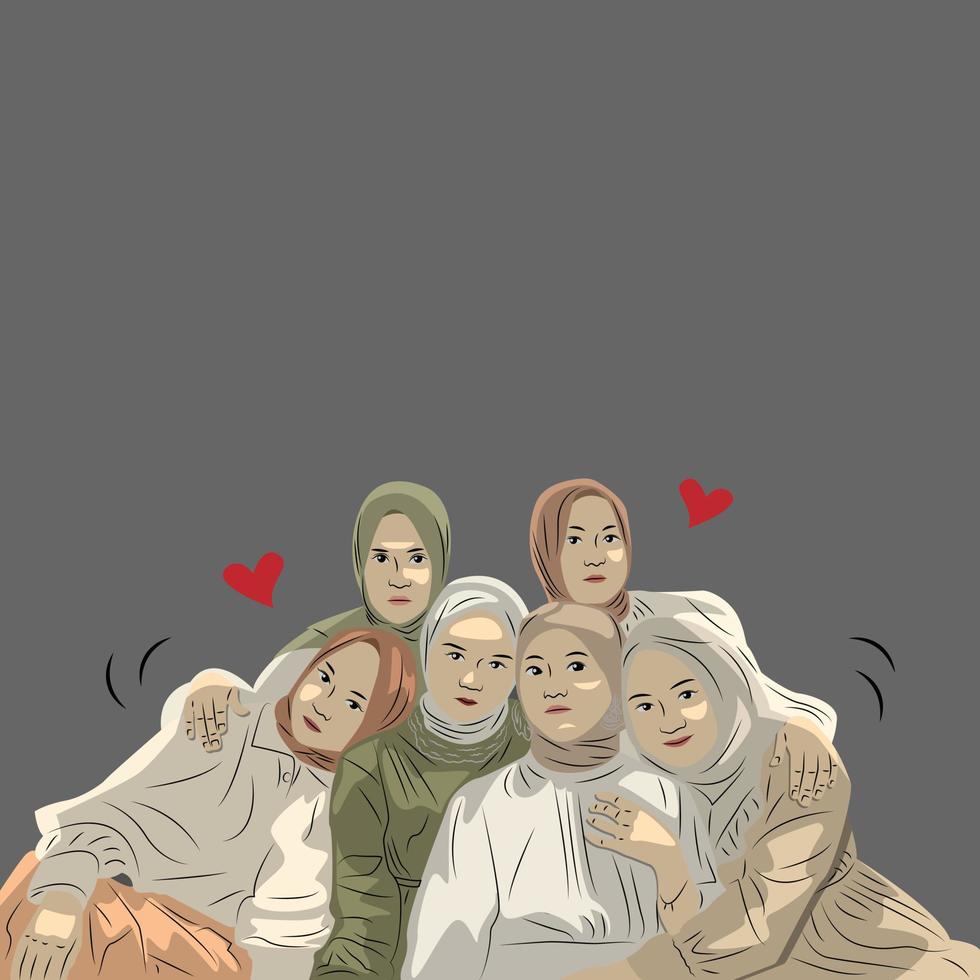 eine sammlung schöner muslimischer mädchen, die hijab tragen vektor