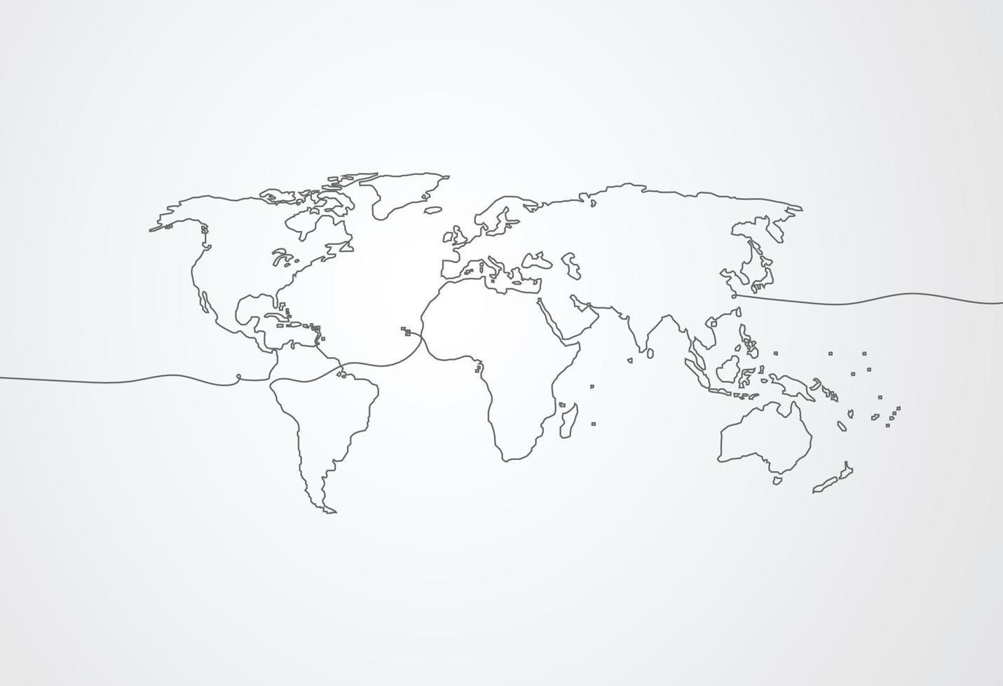 kontinuerlig linjeritning av global nätverksanslutning. världskartan punkt och linje sammansättning koncept för global verksamhet. vektor illustration