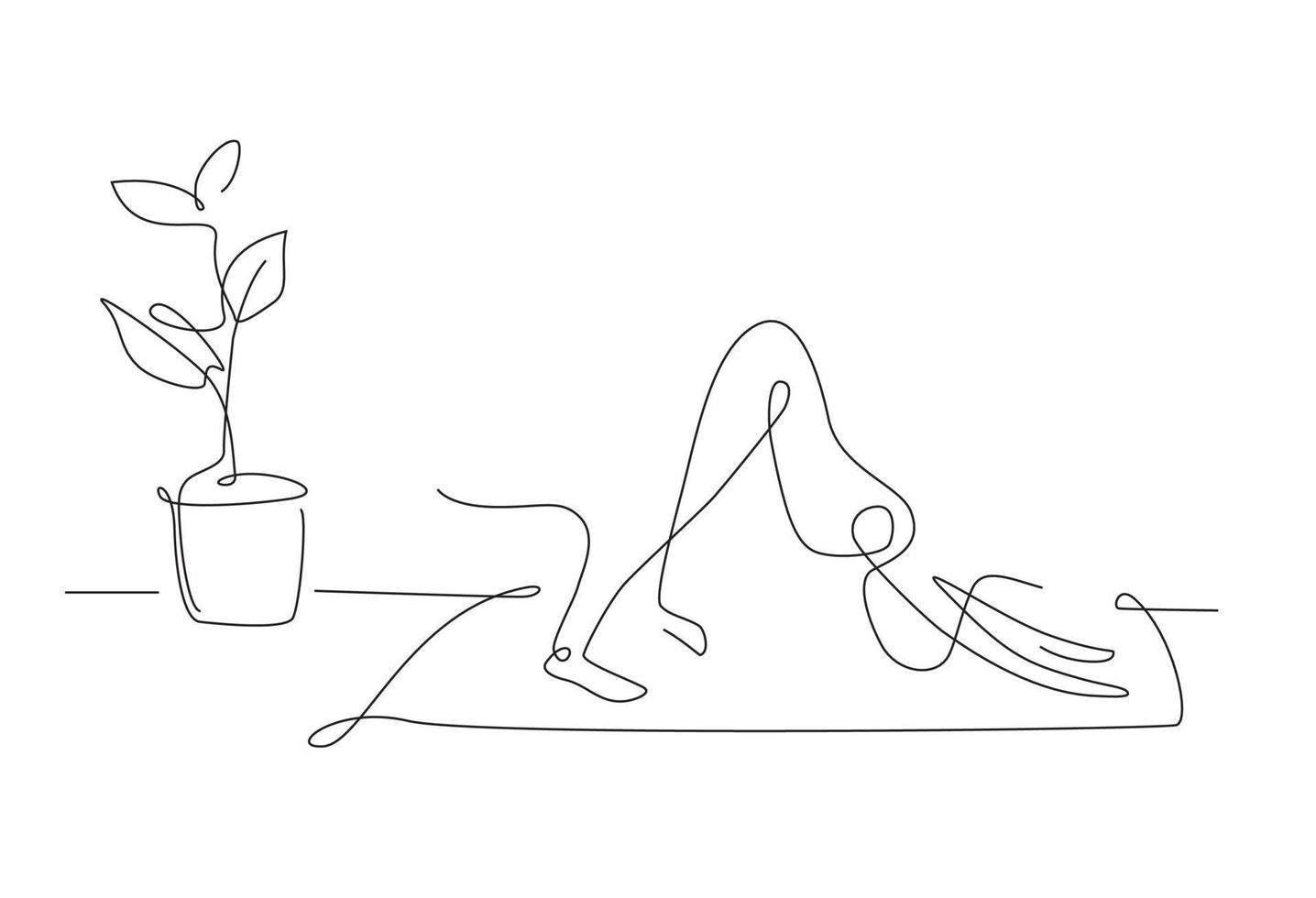 yoga- och pilatesställningar och asanas. nedåtvänd hundlinjekonst. en rad illustrationer. kontur yogaform. vektor