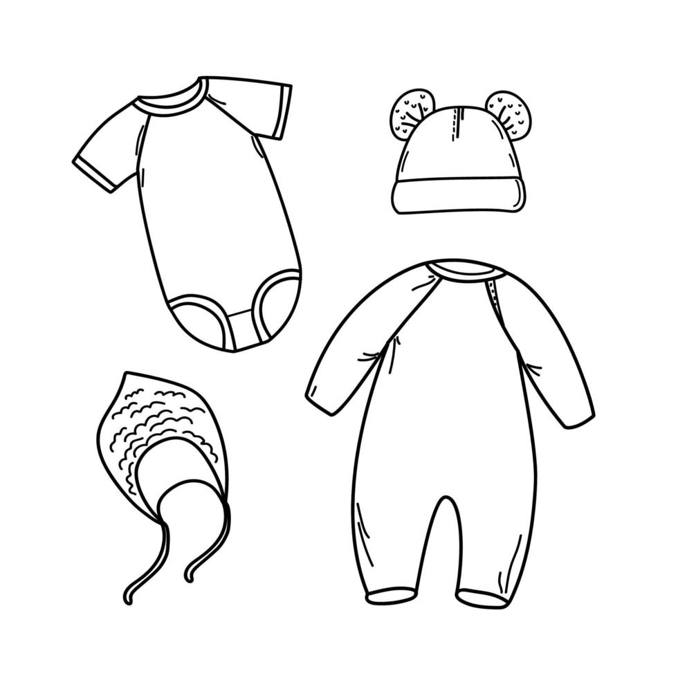 ställa in babykläder doodle vektor