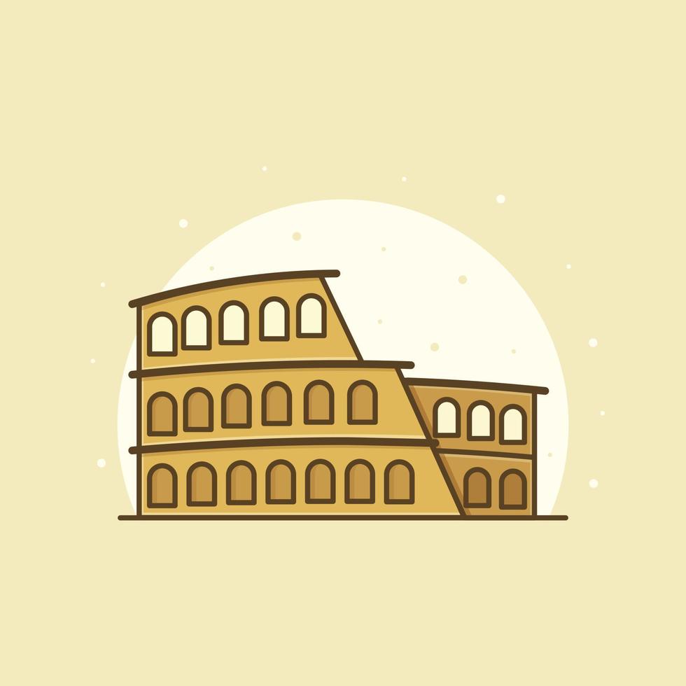 italien kolosseum flache illustrationskarikaturikone vektor
