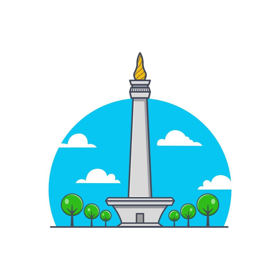 nationales denkmal monas flache illustrationskarikaturikone vektor