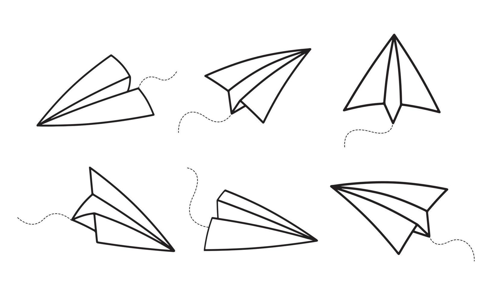 satz handgezeichneter papierflugzeugillustration vektor