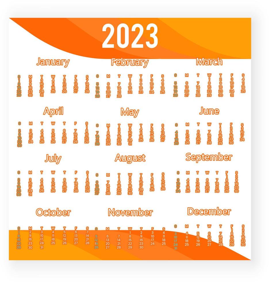 Kalender für 2023 Design vektor